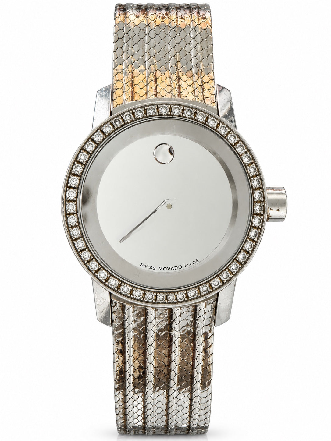 Movado Concept 60 front view, AI-edited image; fine details and wear may differ.